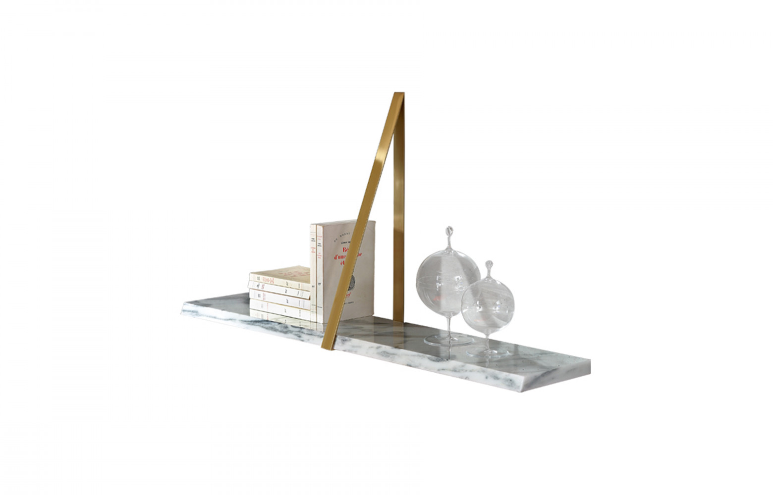 Étagère T-Square en marbre et en laiton, design Michael Anastassiades, 910 €. Coedition.