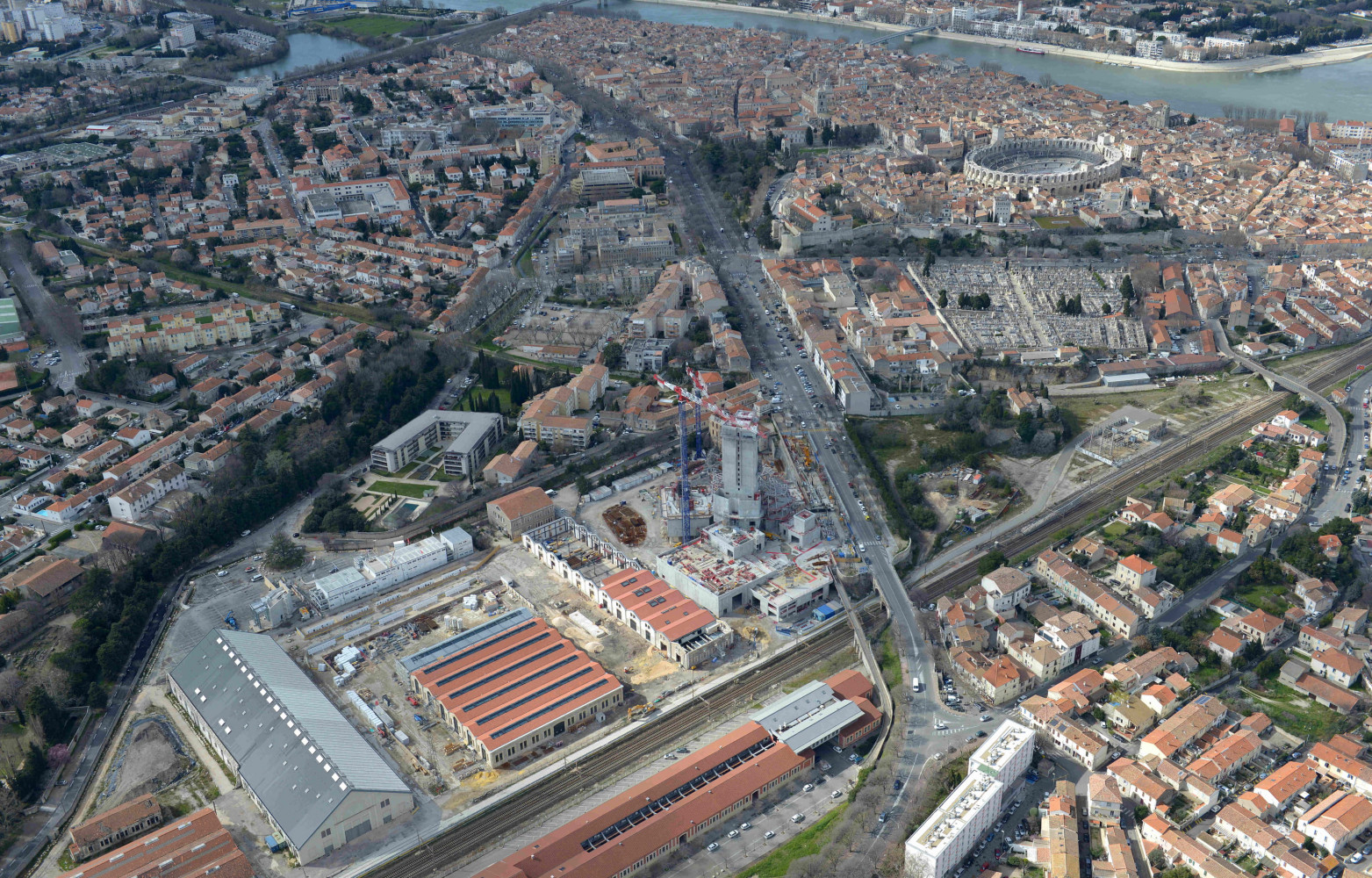 Vue aérienne du site du Parc des Ateliers.