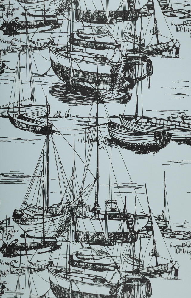 Papier peint « Zingara-Cerluean Sea », 0,52 x 10,05 m (Little Greene).