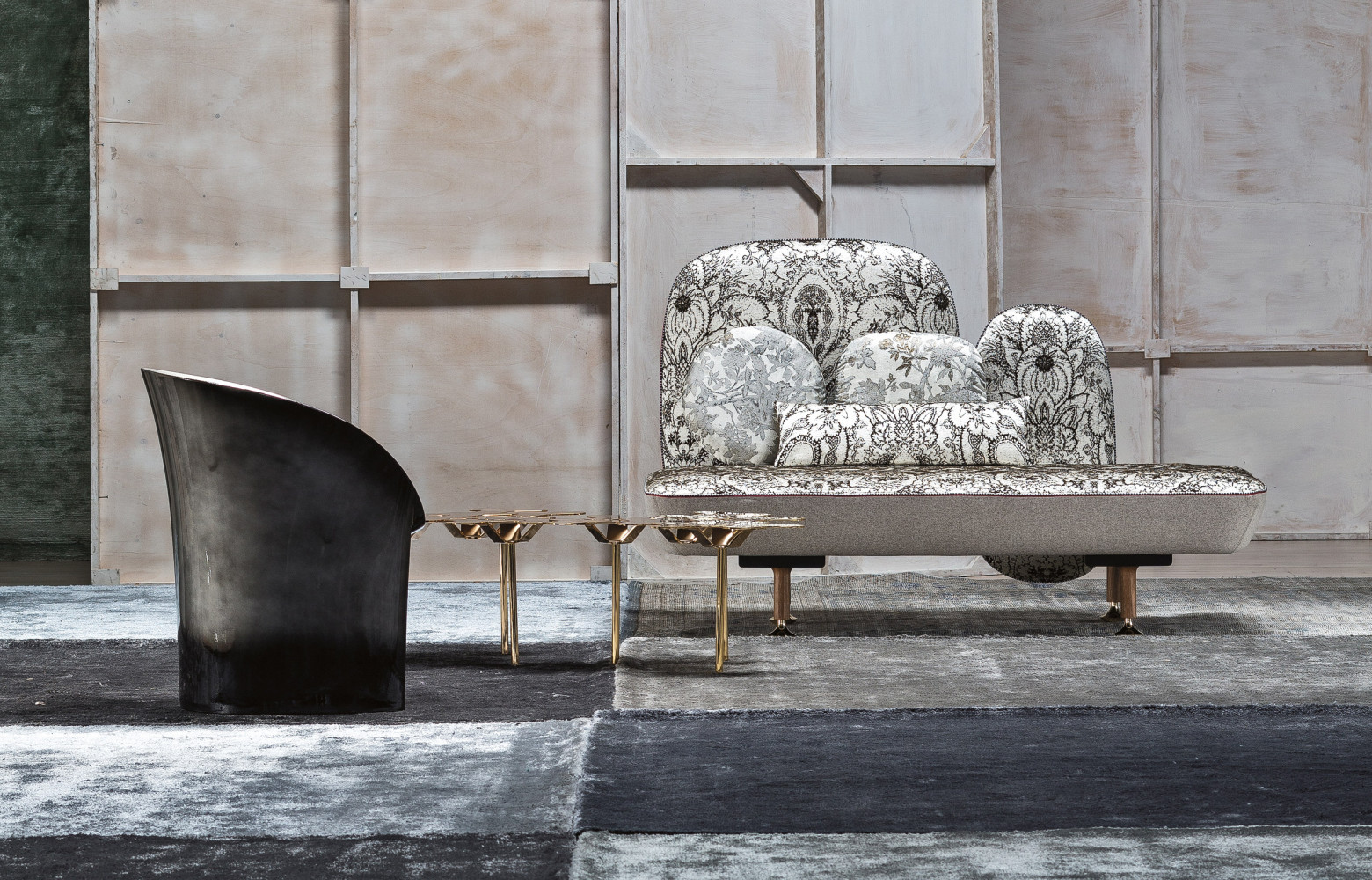 Banquette "My Beautiful Backside", édition spéciale, design Doshi + Levien (2008). Tissu Rubelli "Fedora" et Kvadrat "Divina...