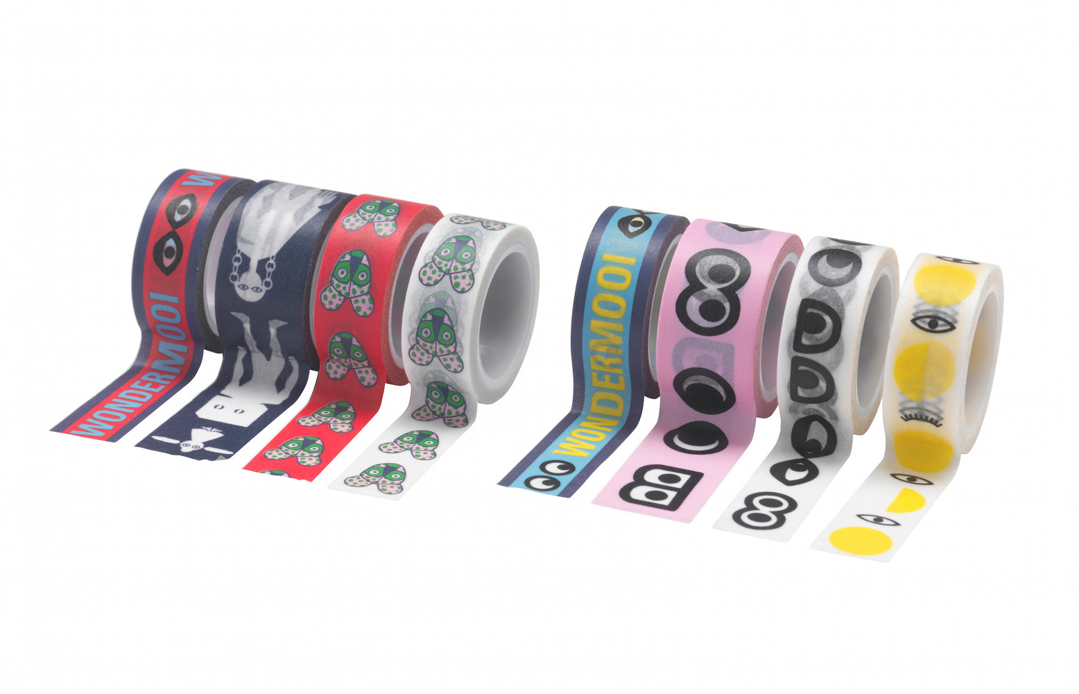 Toute la fantaisie de Walter Van Beirendonck s'exprime dans ces masking-tapes vitaminés.