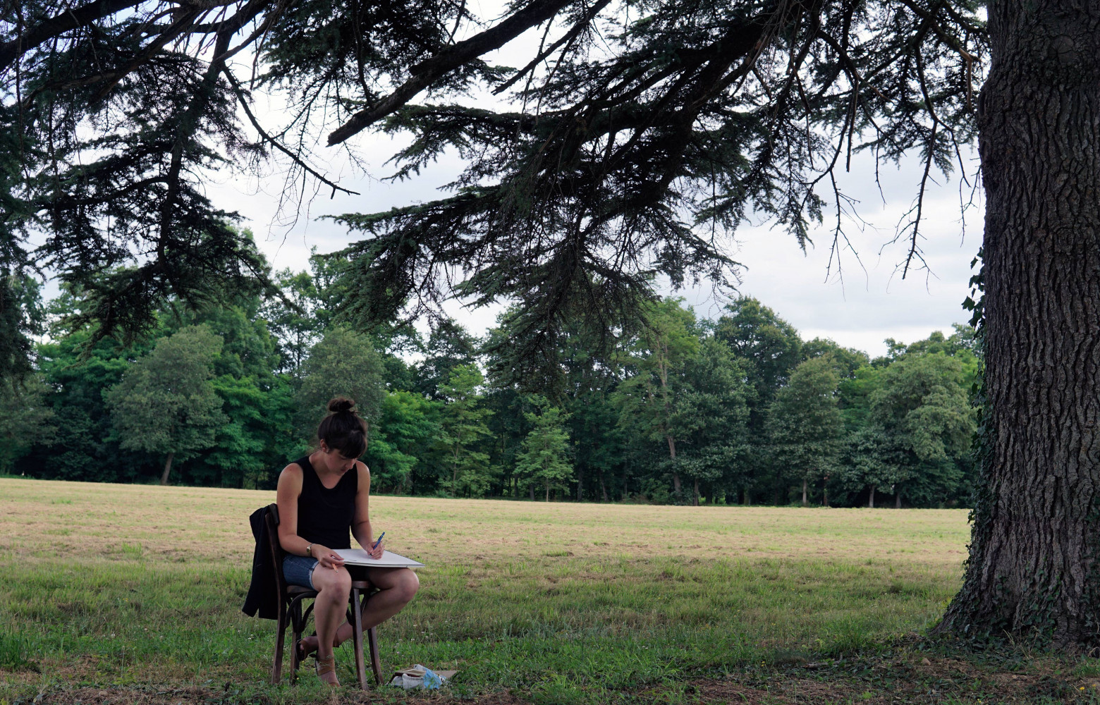 Pendant leur phase de recherche sur papier, les stagiaires essaiment dans le parc…