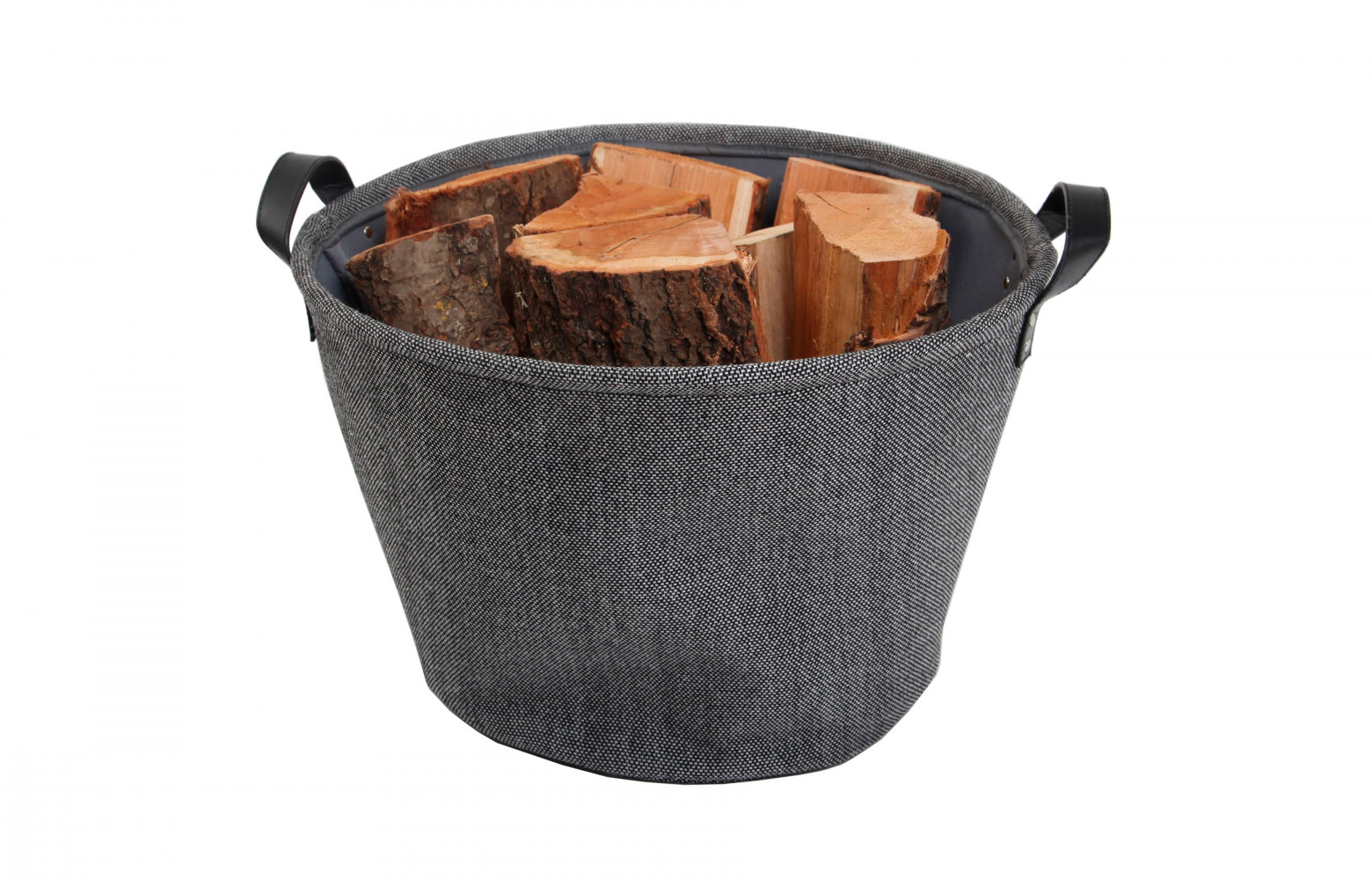 Panier à bûches en toile de jute doublée, Le Marquier.