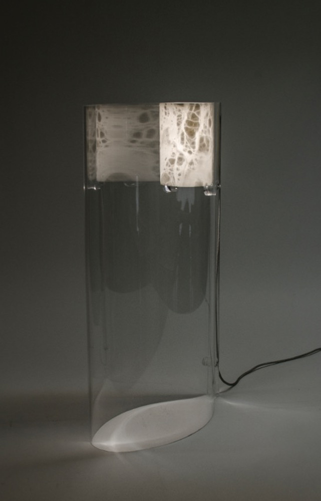 Halo de Pandora Bonal est une lampe sur pied en deux parties : la partie basse en Plexiglas...