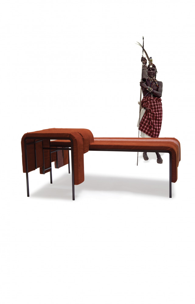 La conception de cette banquette a été inspirée à Camille Forestier par une population nomade de l’Afrique...