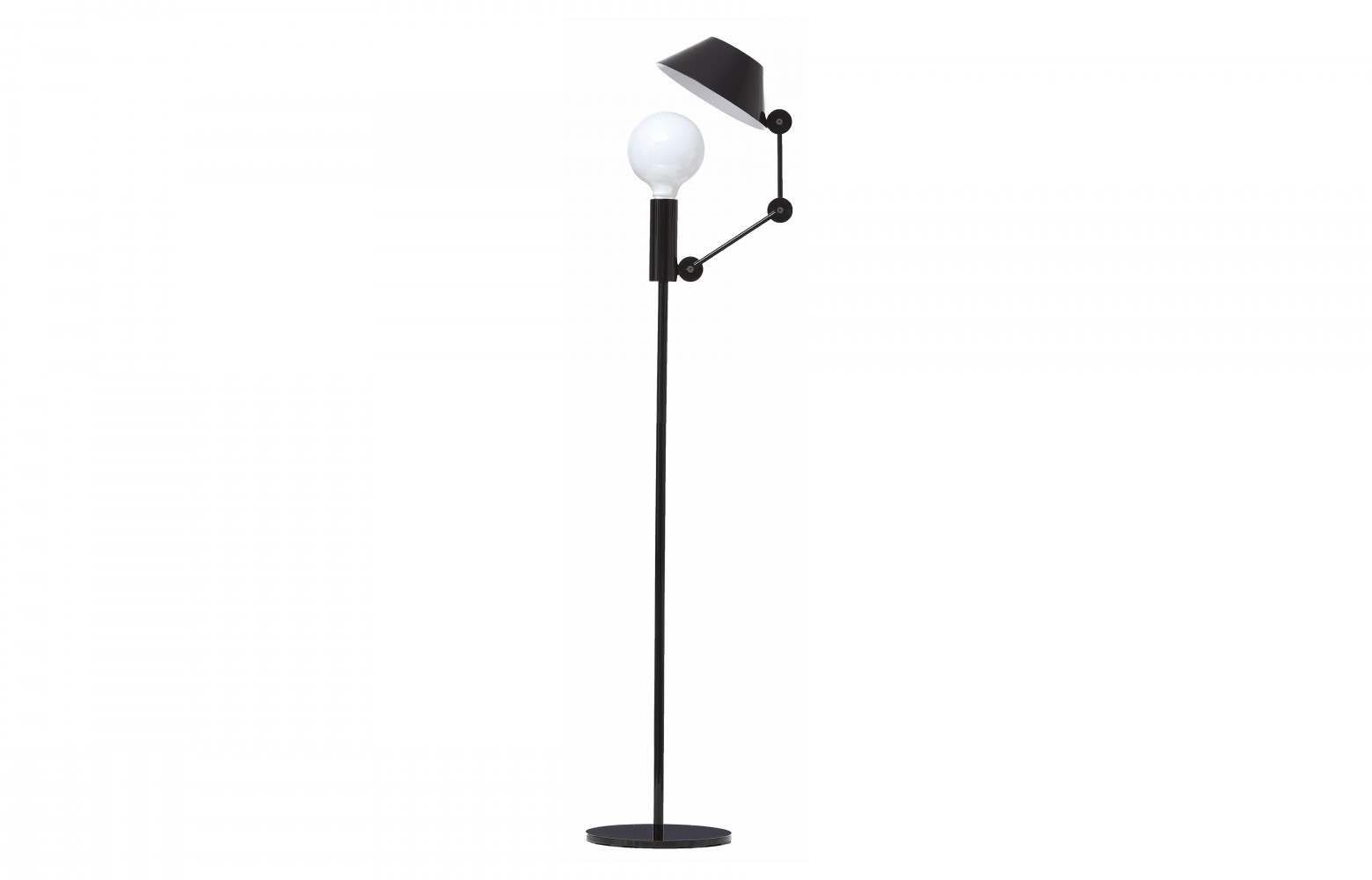 Lampadaire « Mr Light tall » en métal noir brillant, design Javier Mariscal. Nemo.