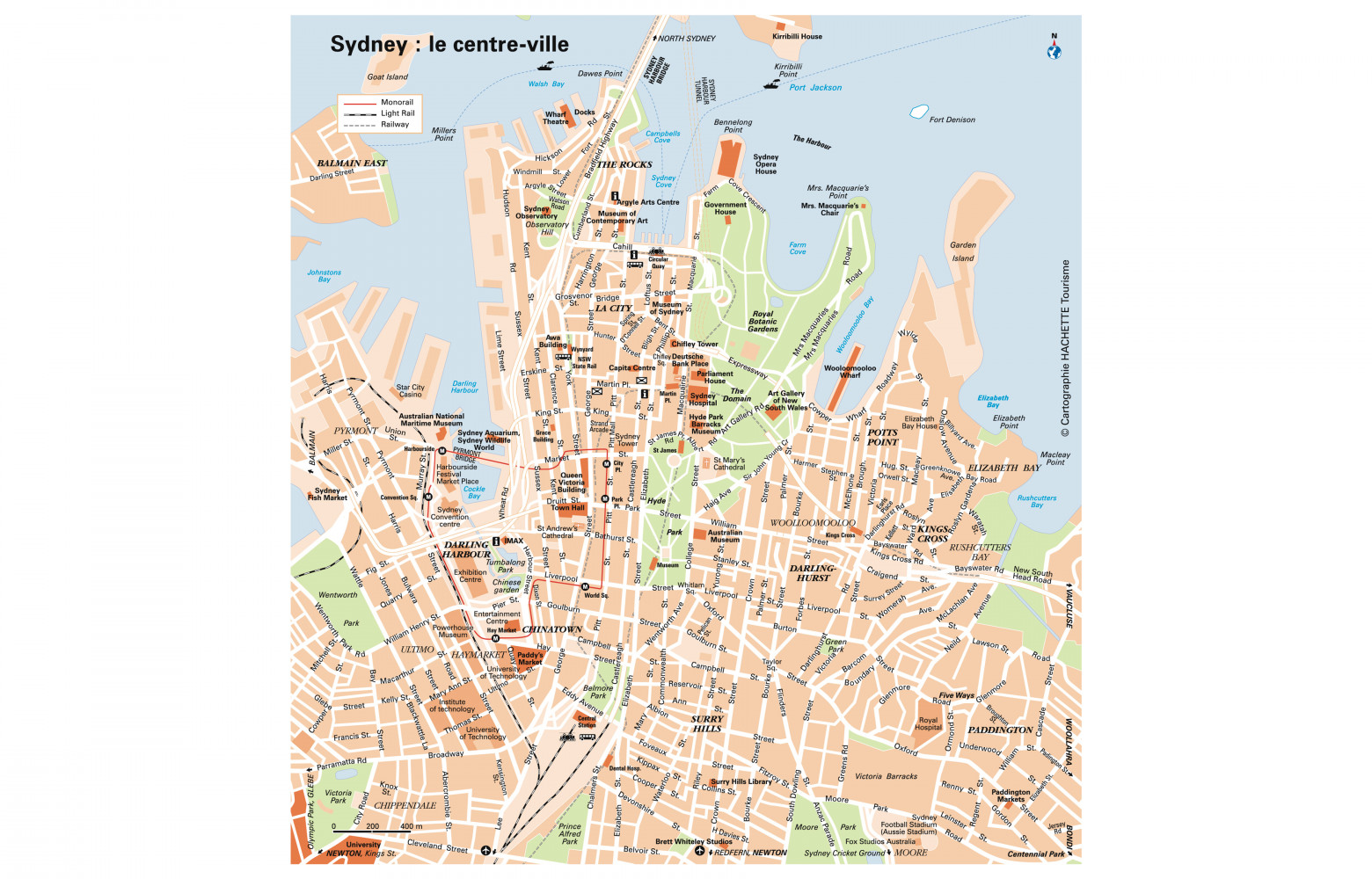 Carte du centre ville de Sydney.