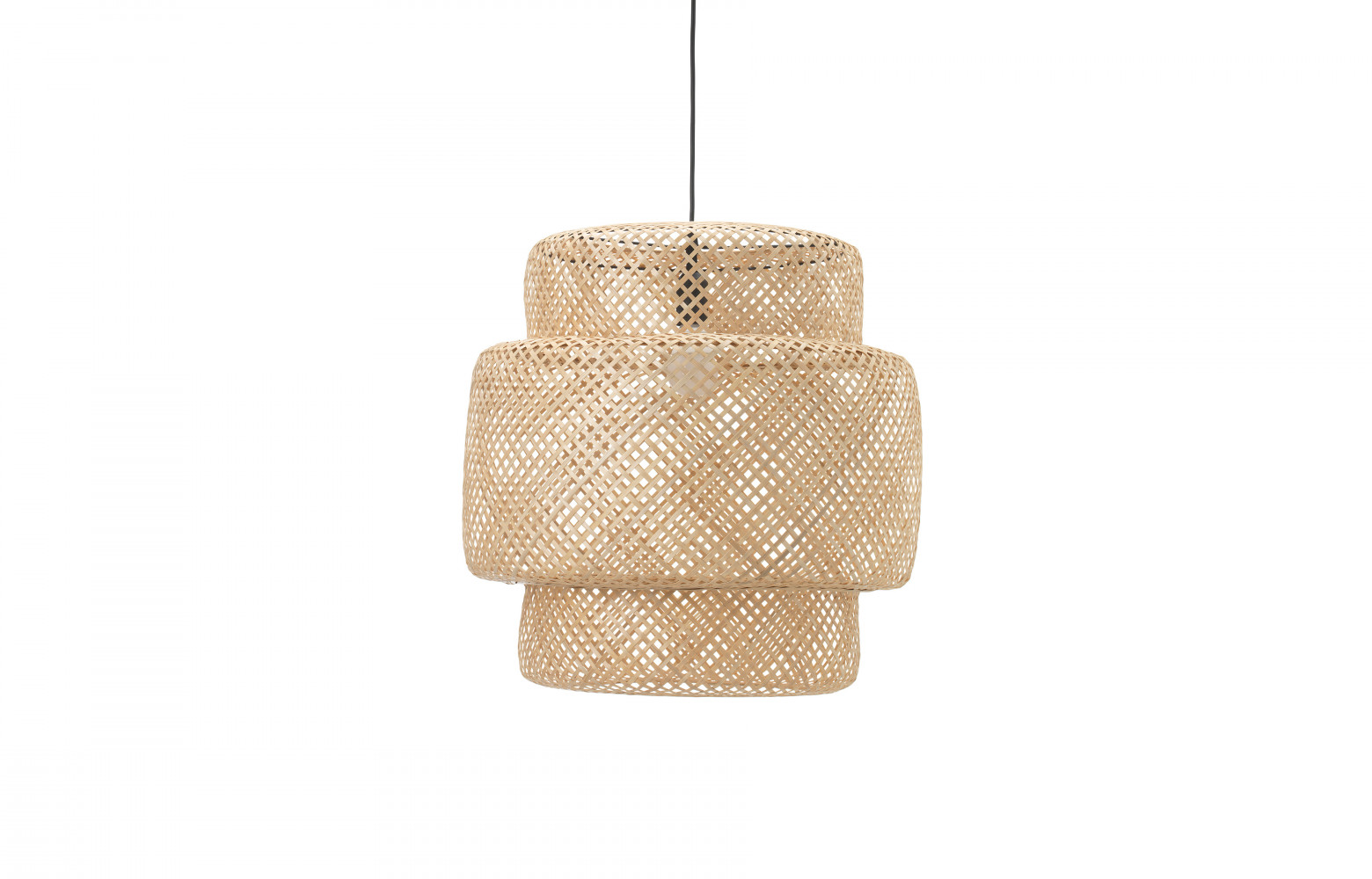 Suspension « Sinnerlig » en bambou et acier, 49 €. Ikea.