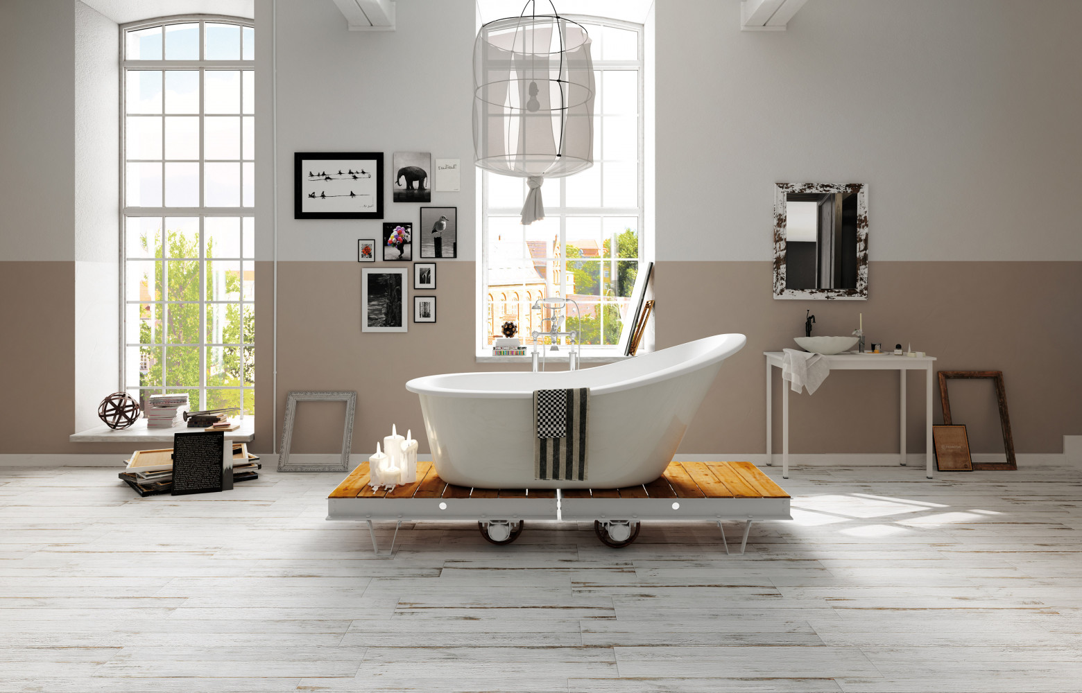 Grès émaillé rectifié, décor bois ancien, collection « Bistrot », deux formats et trois finitions, Settecento.