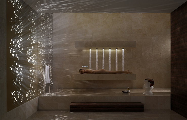 « Horizontal Shower », du fabricant Dornbracht, ou l’esprit du spa à la maison.