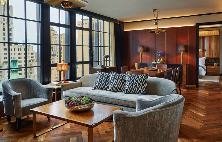 Les suites de l’hôtel new-yorkais Viceroy proposent une relecture feutrée du classicisme américain.