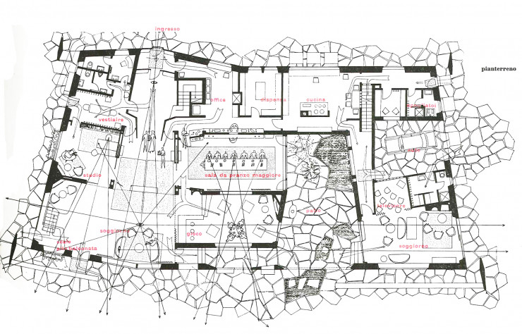 Plan du rez-de-chaussée de la Villa Namazee.