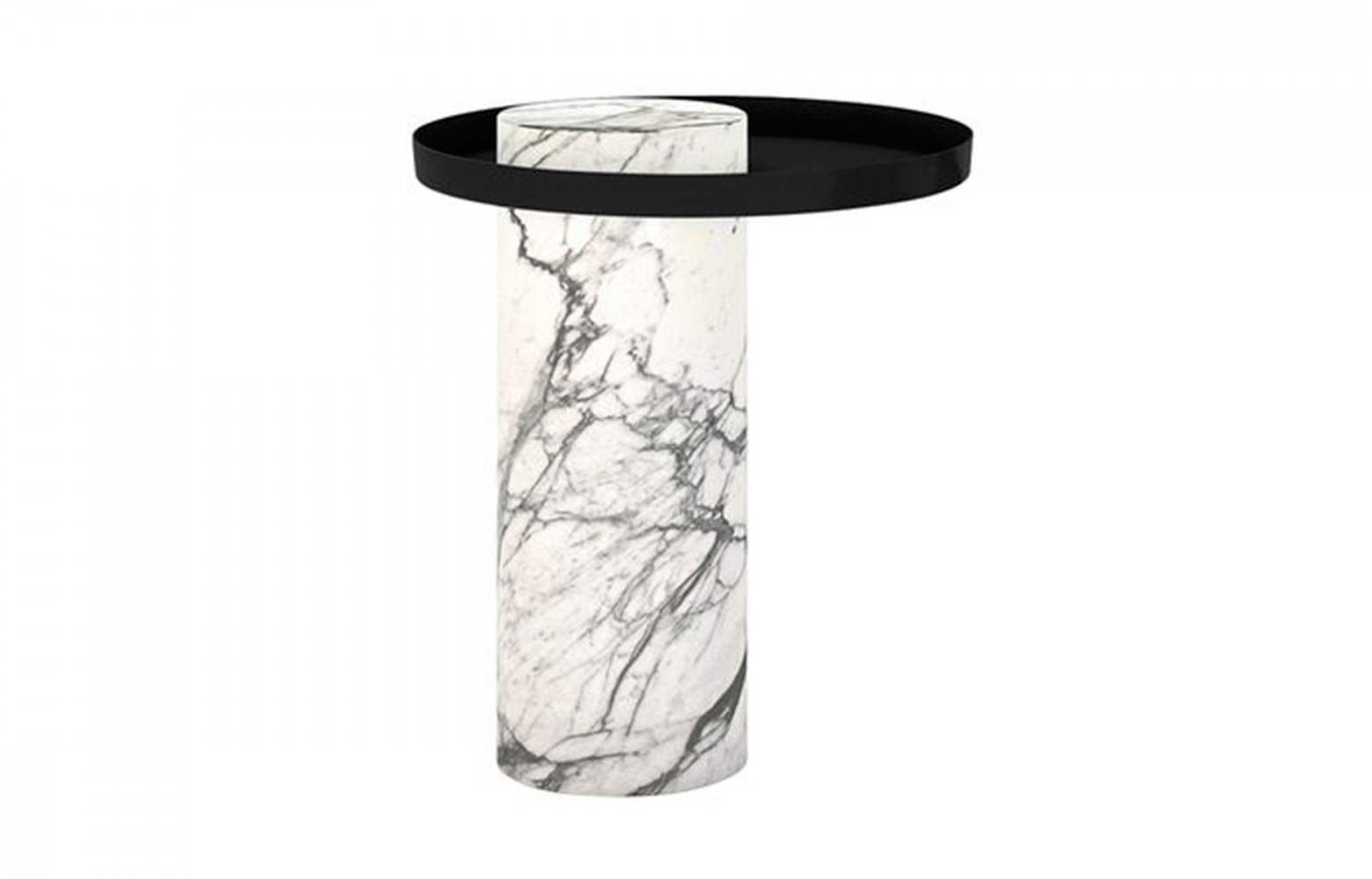 Table d’appoint « Salute », en marbre et métal, design Sebastian Herkner, La Chance.