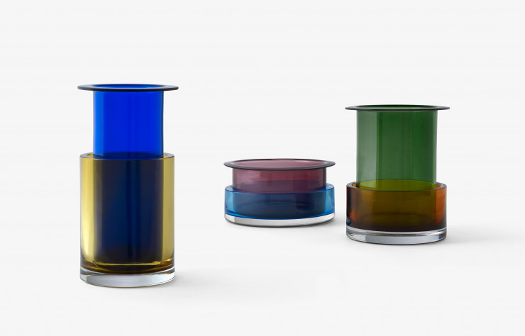 Vases en superposition « Tricolore SH2 » et « Tricolore SH3 », dessinés par Sebastian Herkner pour &Tradition.