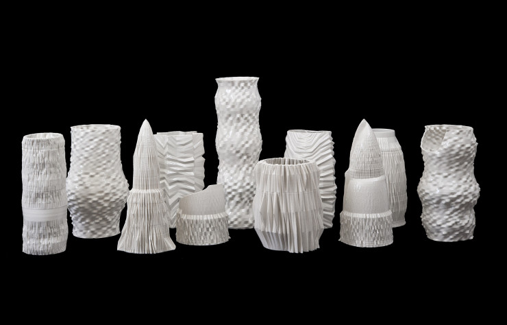 « Sparkling Matter » (2017), sculptures en porcelaine réalisées par une imprimante 3D.