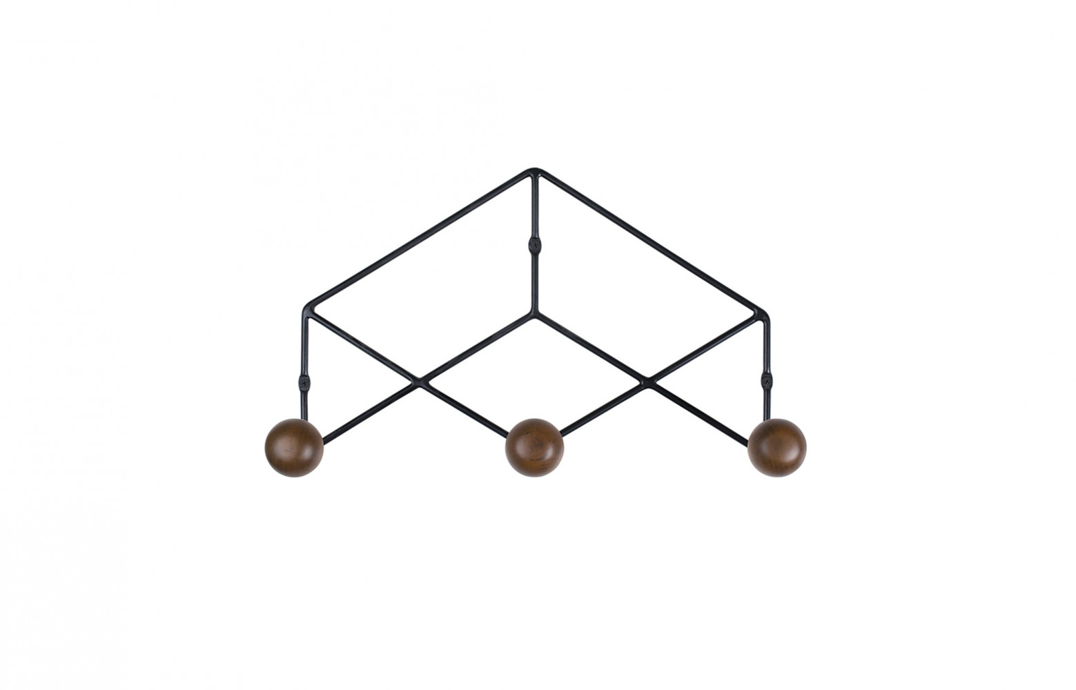 Patère « Épure Trio » en teck et fil d’acier, Kann Design.