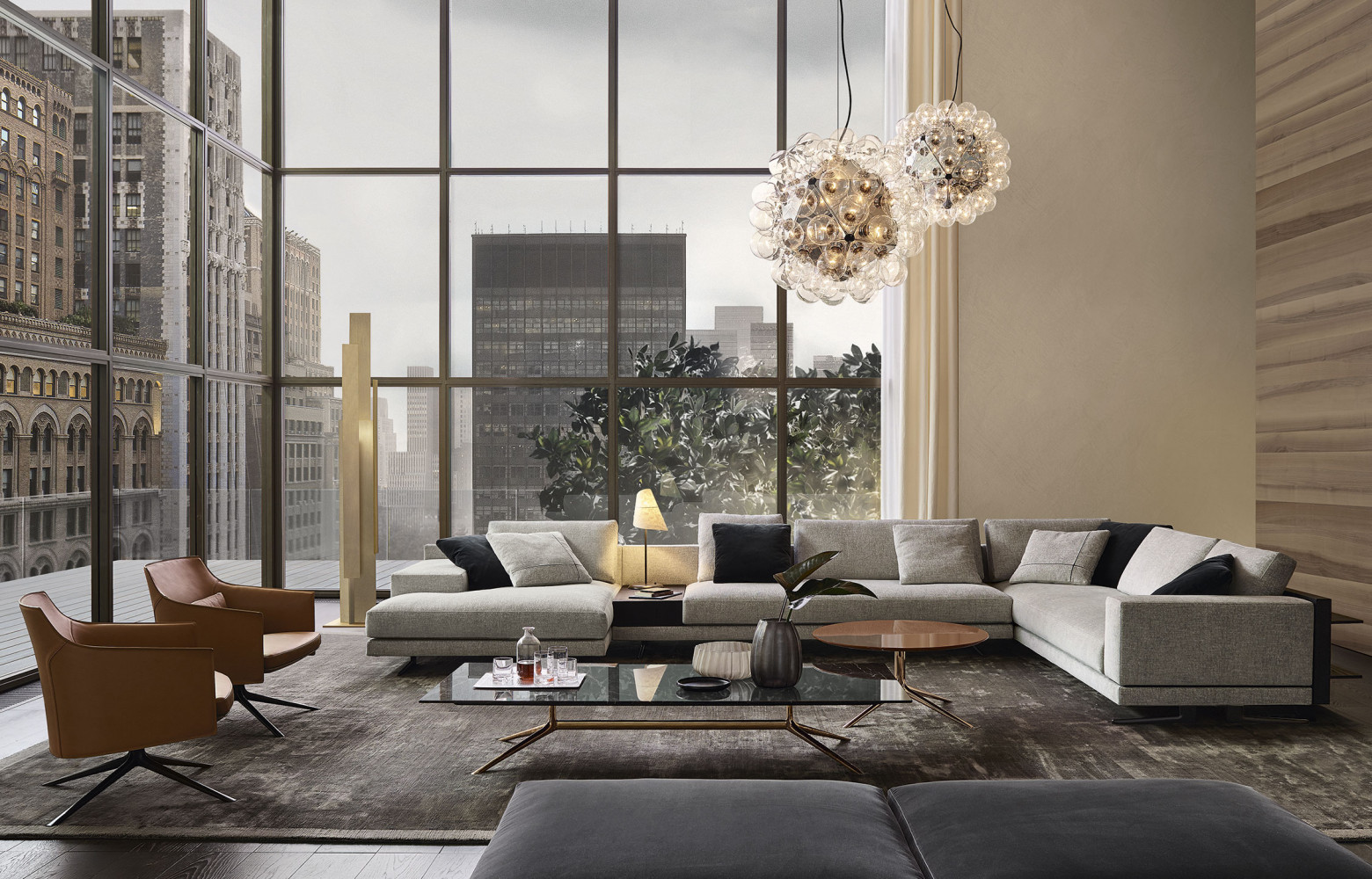 Le système « Mondrian », c’est un sofa modulable, avec un tissu déhoussable, une petite table intégrée...