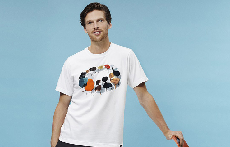 Accessibles pour moins de 12 €, une dizaine de t-shirt composent la collection qui met en valeur les chaises des Eames.