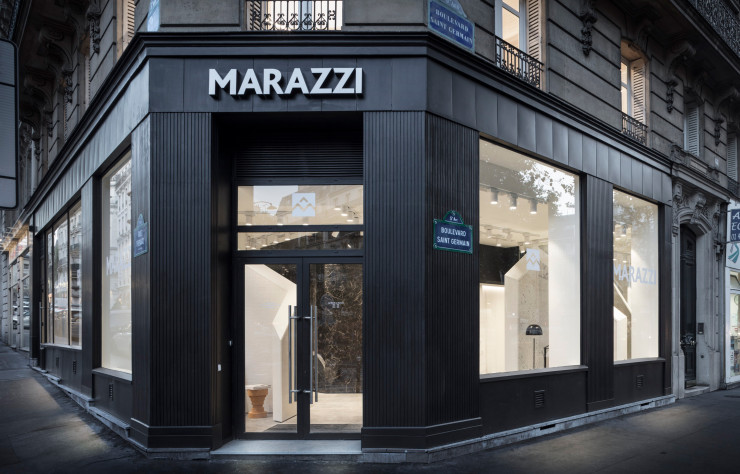 Le showroom parisien de Marazzi, boulevard Saint-Germain.