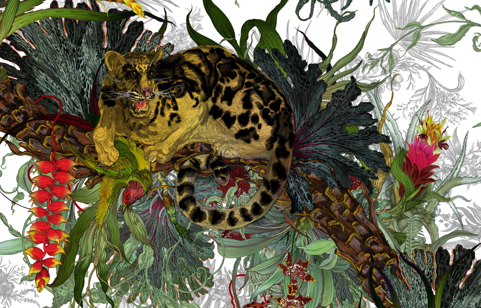 Papier peint Tropical Clouded Leopard (Timorous Beasties).