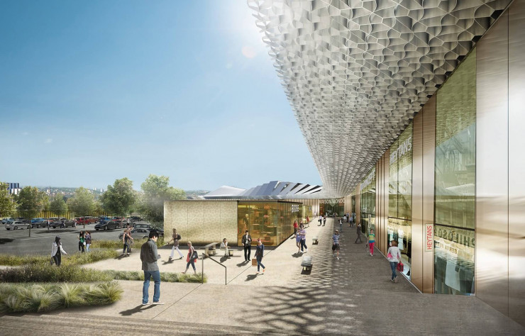 La « façade Steel » de Joran Briand se déploie sur plus de 30 000 m2 pour habiller un pôle commercial qui ouvrira ses portes à Saint-Etienne en 2018.