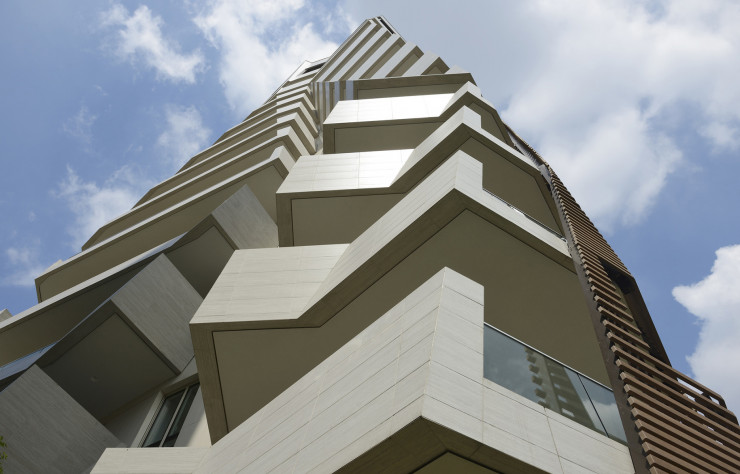 Sur les résidences de Daniel Libeskind, les balcons se décalent pour créer du relief.