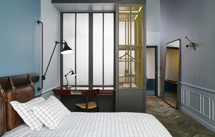 A Paris, les deux architectes ont appliqué leur couleur favorite dans certaines chambres de l’hôtel The Hoxton.