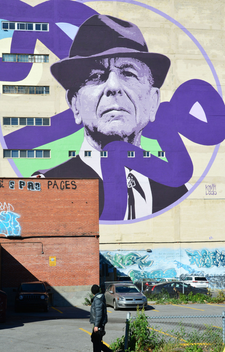Les murales à l’effigie de Leonard Cohen, l’enfant du pays aux origines juives polonaises, fleurissent, notamment au-delà du Mont-Royal.
