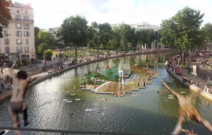 Le projet d’ilot vert signé de Stampa, de Santis & Picoty posé sur le canal Saint-Martin.