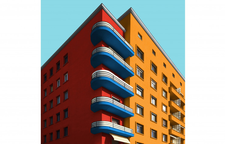 « Basic forms & primary colours », 2018 (immeuble Dukičevi bloki Ljubljana, Ljubljana, 1935).
