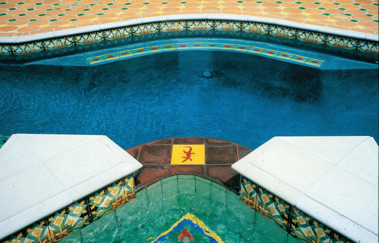 La piscine de l’acteur Mel Gibson habillée de carreaux de ciment Carocim.