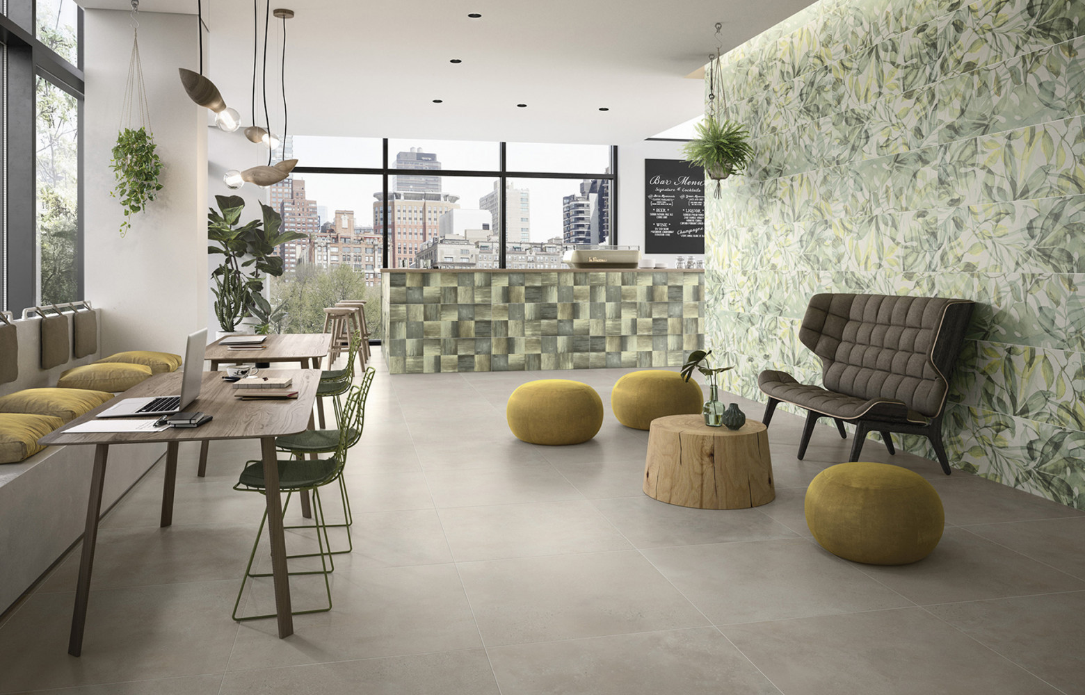 9/ Jungle à domicile (Villeroy & Boch) Collection « Urban Jungle ». Faïence émaillée décor floral mural proposée en...
