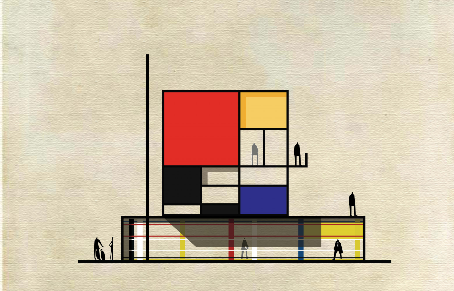 Mondrian, The Asymmetrical Equilibrium (l’équilibre asymétrique). Ce projet renvoie à la symbolique de la symétrie observée dans...