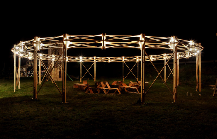 « Mazzocchio », une « zone de convergence » conçue en collaboration avec Nicolas Polaert, pour Hello Wood, un festival d’architecture hongrois.