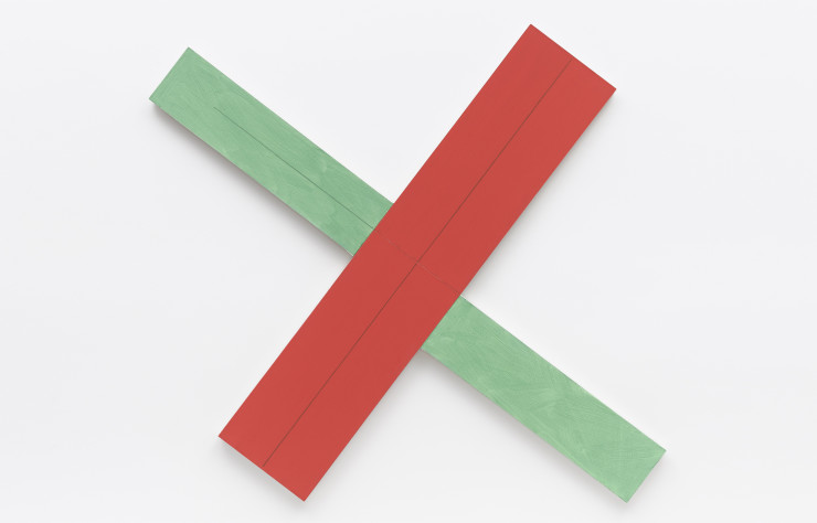 « Red/Green X within X #2 » (1982), de Robert Mangold. Peinture à l’acrylique et au crayon noir sur toile.