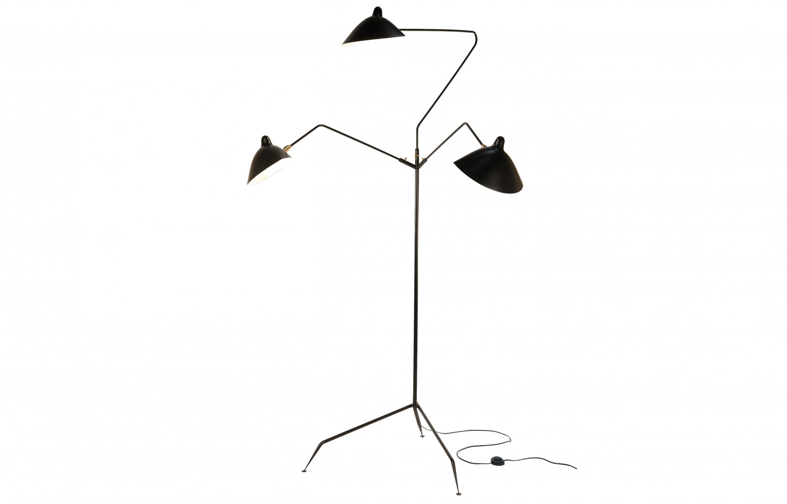 9/ Lampadaire 3 bras pivotants, 1952 en acier, laiton et aluminium, 5 995 €. Éditions Serge Mouille.