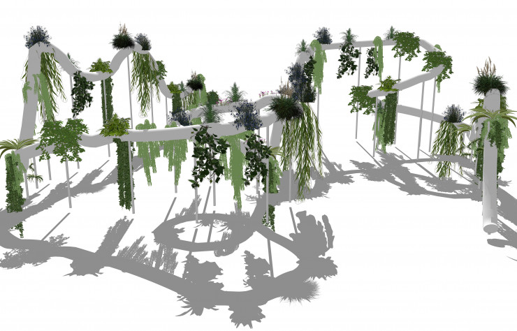A Cannes, le jardin « Flying Garden » de Floriana Marty évoque les structures des montagnes russes.
