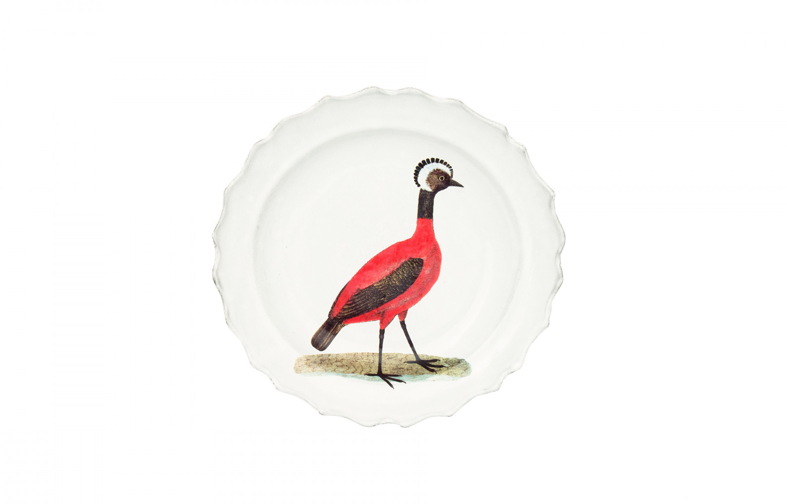 Assiette creuse Red Peruvian Hen, en céramique émaillée, design John Derian, 90 €. Astier de Villatte.