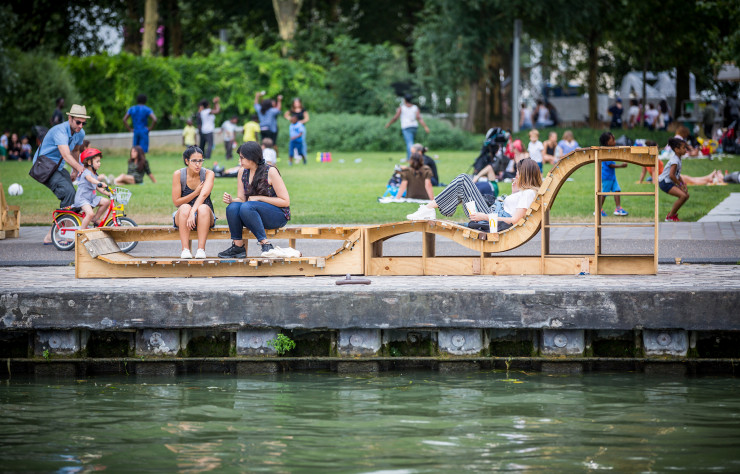 Mobilier urbain réalisé à l’occasion du Fab City Summit, organisé dans le Parc de la Villette en juin 2018.