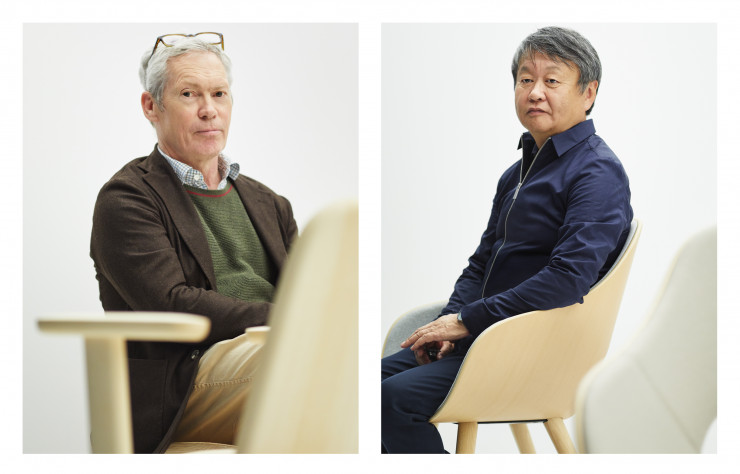 À gauche, le designer britannique Jasper Morrison. A droite, Naoto Fukasawa, directeur artistique de Maruni.
