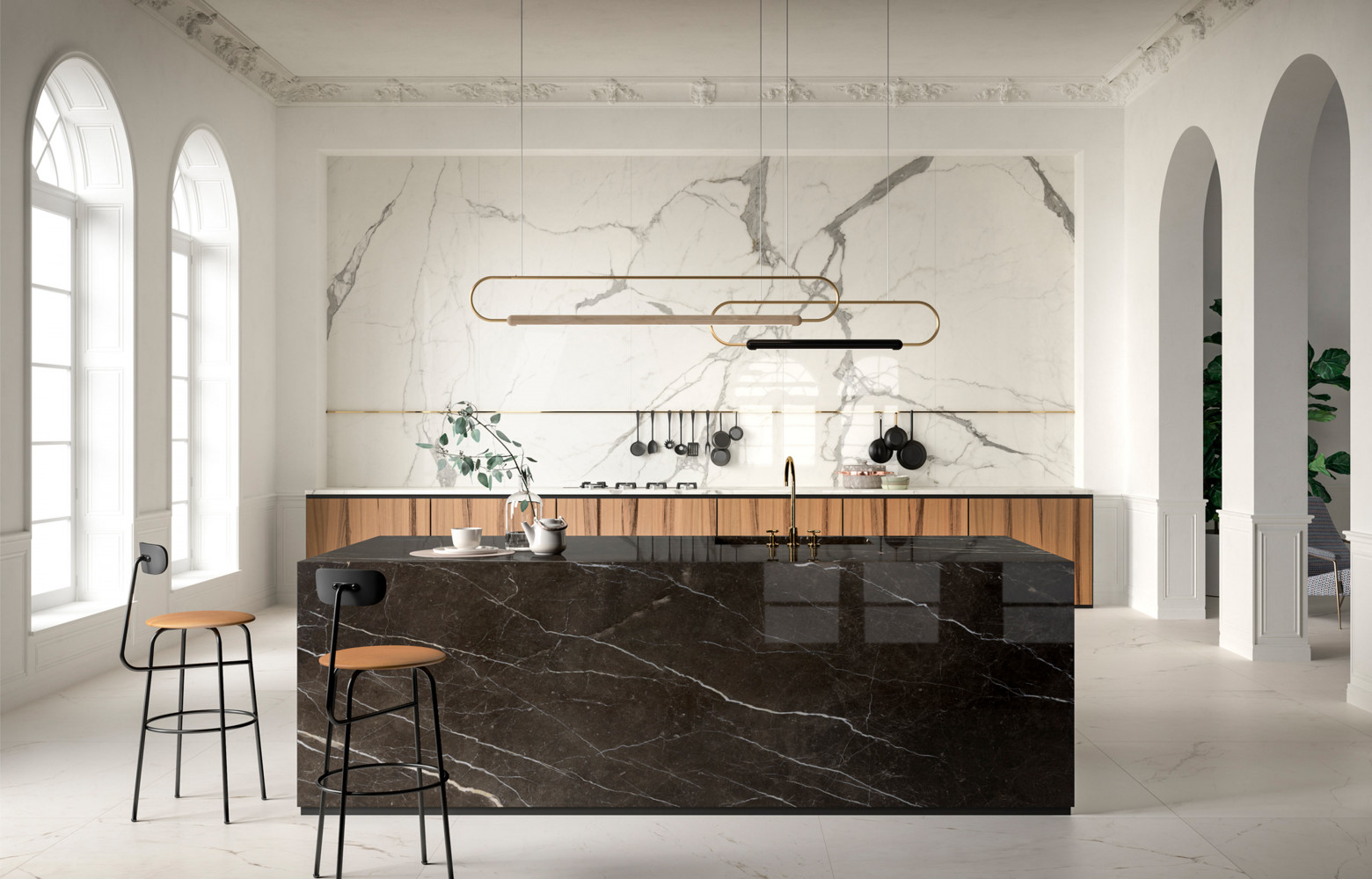 Dalles en grès cérame, collection « Vanity – Kerlite », 3 effets marbre, 2 formats, 2 finitions, avec protection...