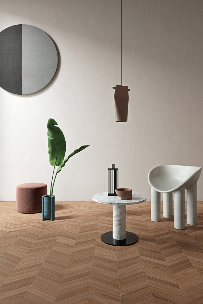 Carrelage en grès cérame, collection « Sajonia », au mur modèle Roble, au sol Home wengue, divers coloris et...