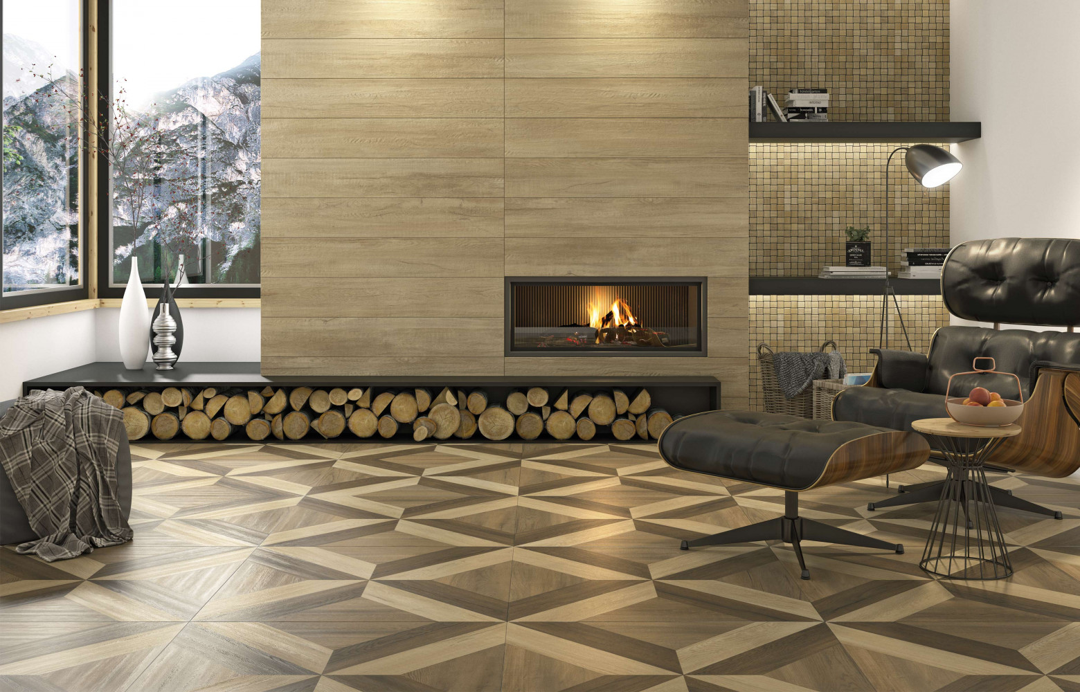  Carrelage en grès cérame, collection « Sajonia », au mur modèle Roble, au sol Home wengue, divers coloris et...