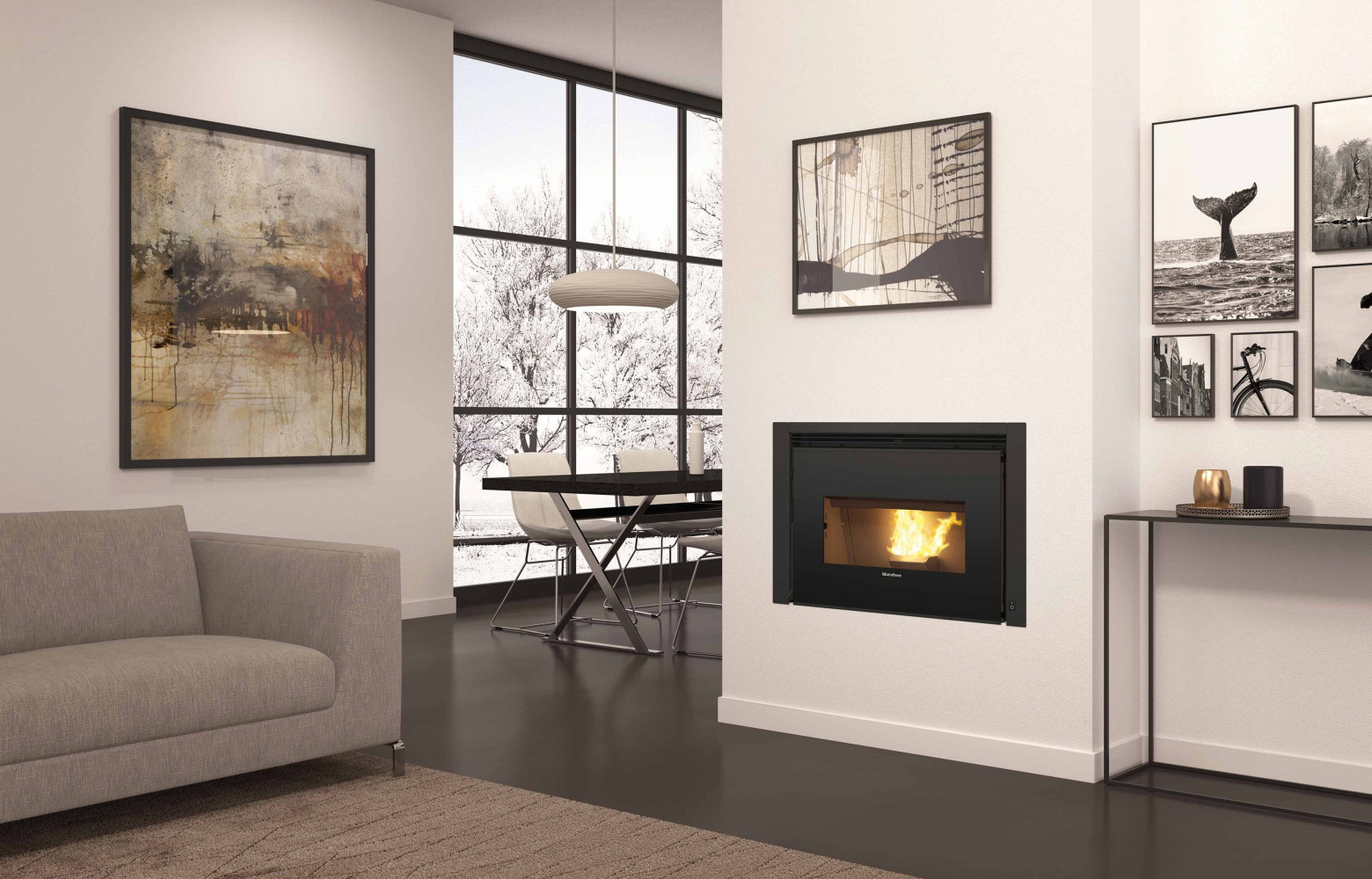 Cet insert à granulés ventilé est équipé d’une porte coupe-feu en fonte avec vitre panoramique et d’une...