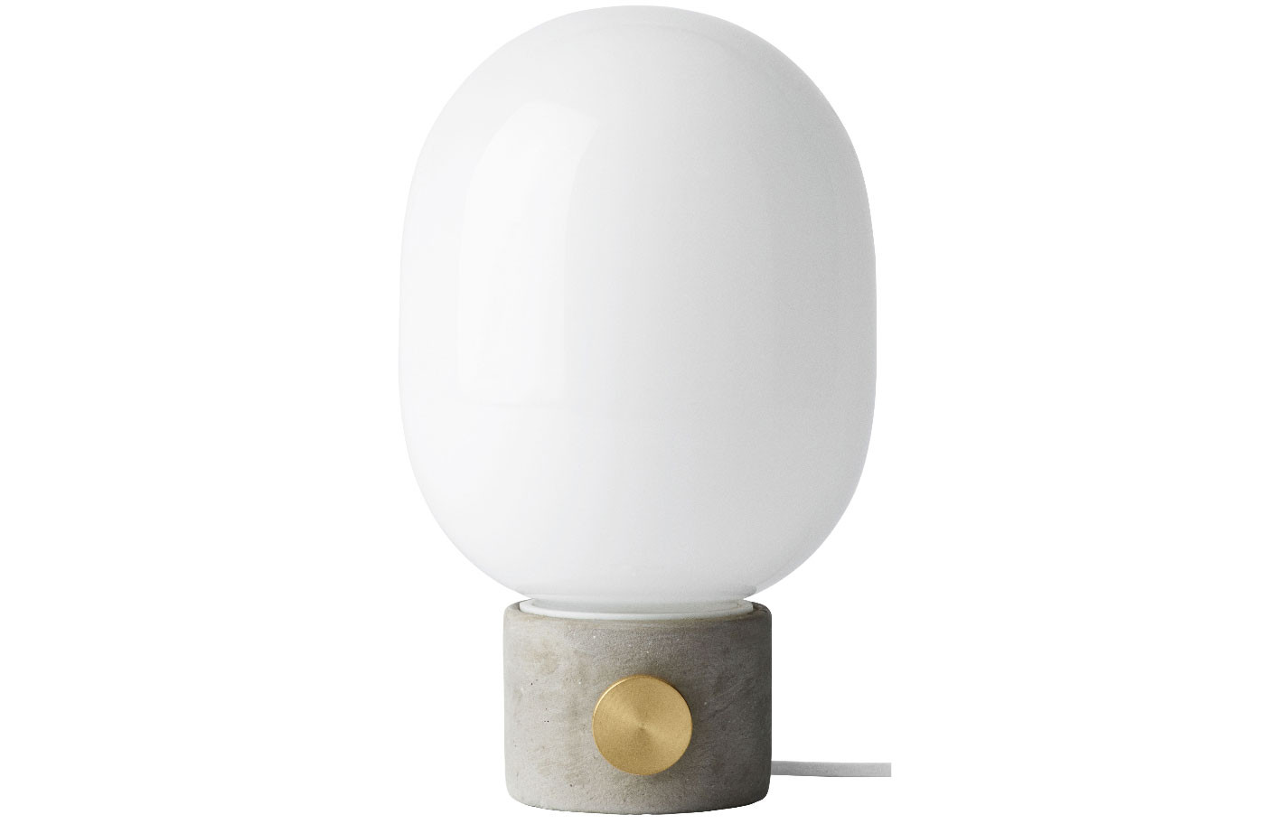 Lampe de table JWDA, base en béton, diffuseur en opaline, design Jonas Wagell, 199 €. Menu.