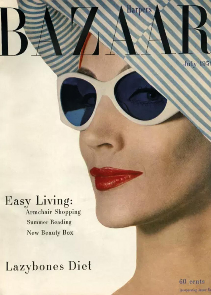 Couverture du magazine de mode Harper’s Bazaar (juillet 1958, par le photographe Gleb Derujinsky).