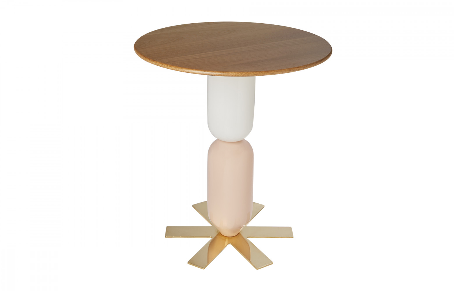 Guéridon Lolita en verre de Bohême, chêne et laiton, 2 500 €. India Mahdavi.