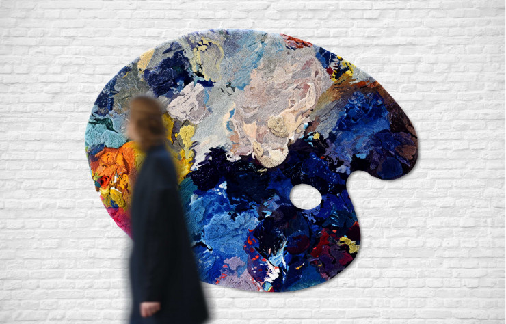 Le tapis-palette de l’atelier Lachaert-Dhanis (2015), œuvre emblématique de l’exposition « Kleureyck ».