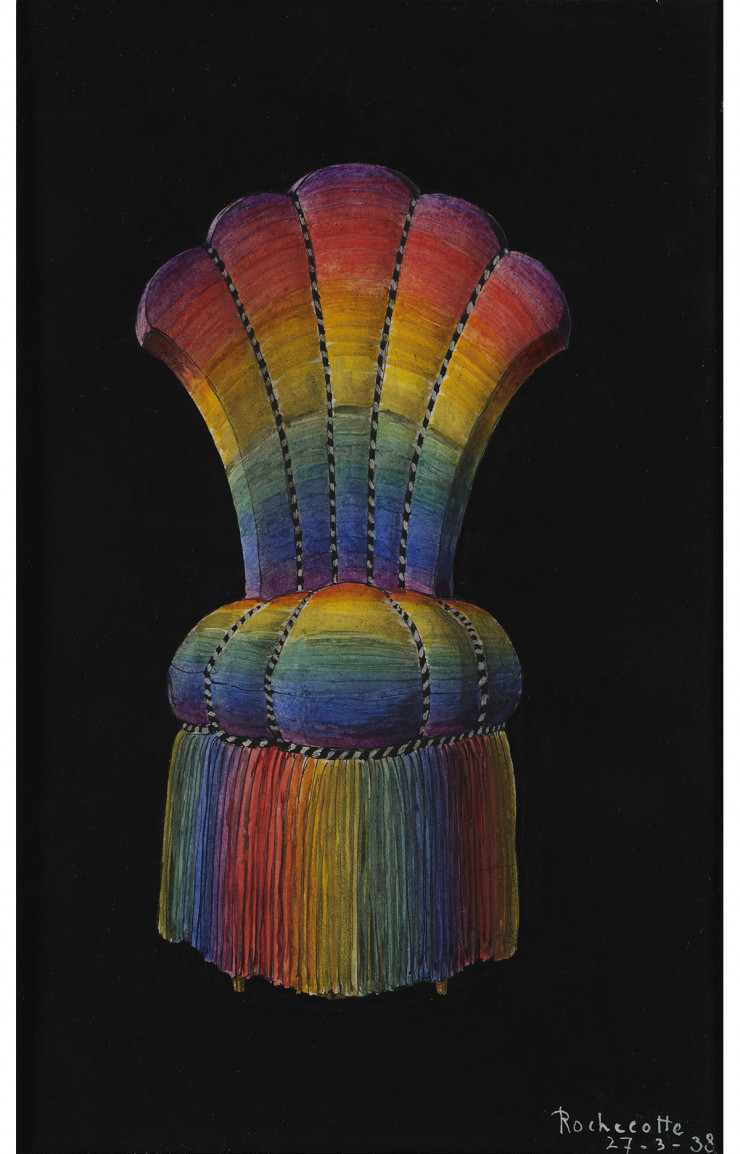 Projet de chaise aux couleurs de l’arc-en-ciel, Emilio Terry (1938).