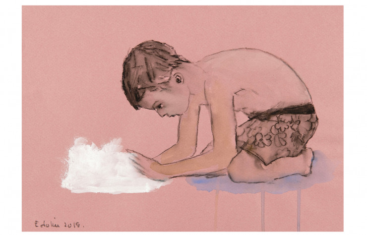 Edi Dubien, Espoir blanc, (2020 ). Aquarelle, crayon et encre sur papier  21 x 29,5 cm  Courtesy de l’artiste et Galerie Alain Gutharc, Paris.